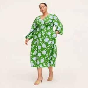 Rose Linen Long Sleeve Maxi Dress - kate spade new york x Target Green/Blue